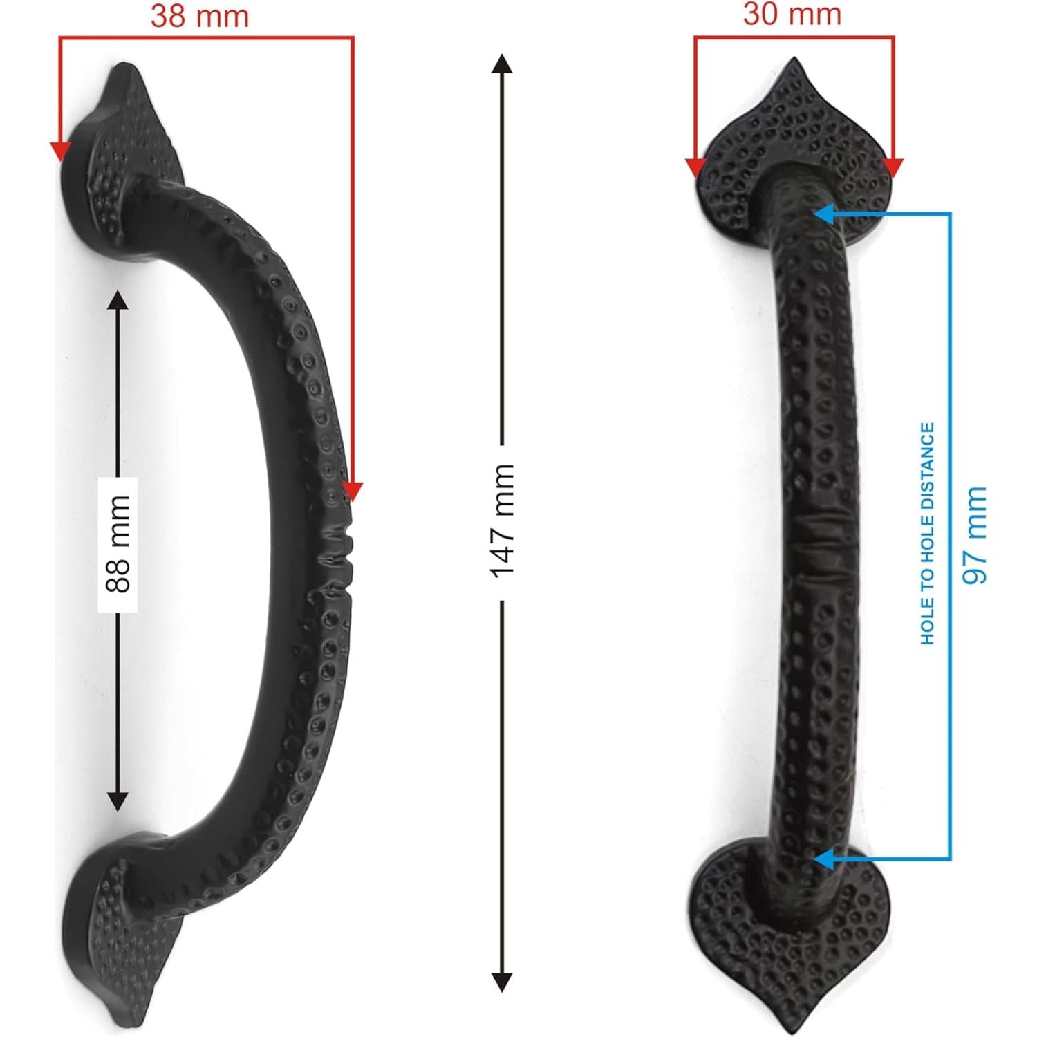Antique Iron Door Pull Handle | Rustic Arrow-End Cabinet, Drawer & Gate Handle | Strong Cast Iron Decorative Hardware | 147 mm Length x 30 mm Base | Vintage Style Handle