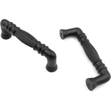 Black Powder Coated Door Pull Handle | Strong Cast Iron Cabinet, Cupboard & Drawer Handle | Decorative Rustic Hardware | Classic Design Handle | 114 mm Length x 40 mm Projection