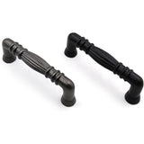 Black Powder Coated Door Pull Handle | Strong Cast Iron Cabinet, Cupboard & Drawer Handle | Decorative Rustic Hardware | Classic Design Handle | 114 mm Length x 40 mm Projection
