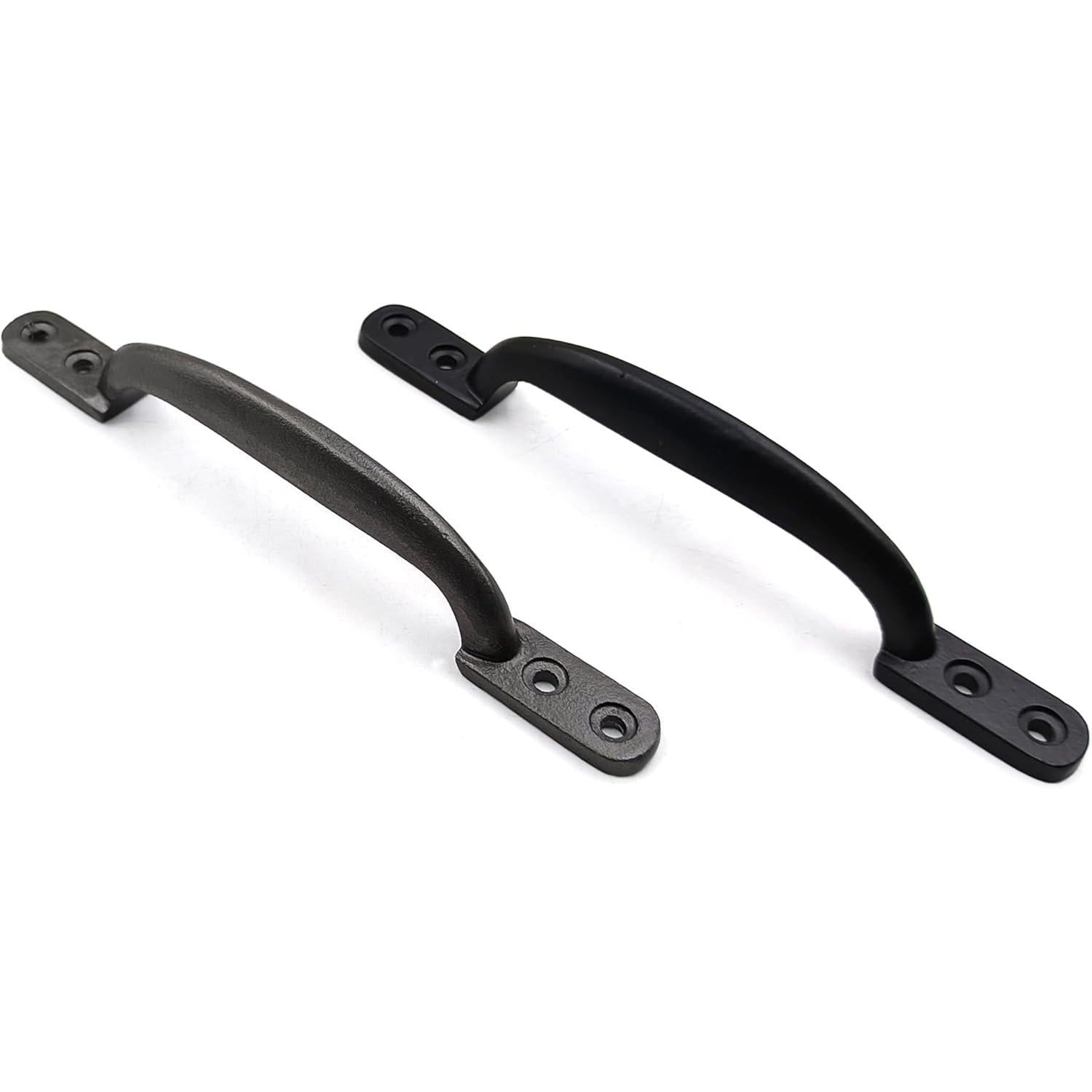 Black Powder Coated Door Pull Handle | Strong Cast Iron Hardware | Rustic Cabinet, Cupboard & Gate Handle | Decorative Vintage Style Handle | 155 mm Length x 29 mm Width