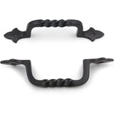 Black Powder Coated Twisted Door Pull Handle | Strong Cast Iron Construction | Rustic Cabinet, Cupboard & Gate Handle | Decorative Hardware | 190 mm Length x 32 mm Width