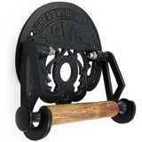 Cast Iron Toilet Paper Holder with Wooden Roller | Vintage Antique Iron GWR Railway Design | Wall Mounted Bathroom Tissue Holder | 162mm Wide x 150mm Height x 23mm Roller Diameter