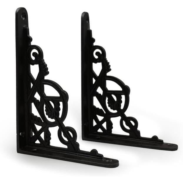 Decorative Black Antique Cast Iron Shelf Bracket | 155 mm x 114 Heavy Duty Wall Mount Support for Shelves, Kitchen, Garden, Home Decor Vintage Style with Durable Finish