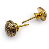 Decorative Brass Knob with Ceramic Finish | Round Floral Engraved Design Drawer | Cabinet Cupboard Handle Knobs | 38 mm Diameter x 27 mm Depth | Single Piece Furniture Hardware