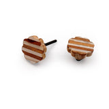 Decorative Cabinet Knob – Flower Shape Striped Wood & Resin Drawer Handle | Round Ceramic Finish Furniture Knob for Cabinets Dressers Drawers Cupboards Wardrobes (40mm x 24mm)