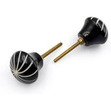 Decorative Cabinet Knob – Resin Round Black Swirl Drawer Handle with Ceramic Finish | Furniture Knob for Cabinets Dressers & Cupboards (37mm x 32mm x 78mm)