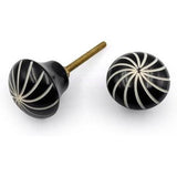 Decorative Cabinet Knob – Resin Round Black Swirl Drawer Handle with Ceramic Finish | Furniture Knob for Cabinets Dressers & Cupboards (37mm x 32mm x 78mm)