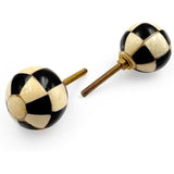 Decorative Cabinet Knob – Round Checkered Ball Design Wood Resin or Bone Drawer Handle with Ceramic Finish | Furniture Knob for Dressers Drawers Cupboards (38mm x 36.5mm x 75mm)