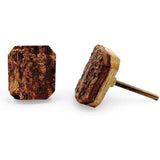 Decorative Cabinet Knob – Wood Square Rustic Drawer Pull Handle with Ceramic Finish | Furniture Knob for Cabinets Cupboards Dressers & Drawers (36mm x 41mm x 14mm x 60mm)