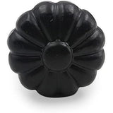 Decorative Cast Iron Knob Black Powder Coated | Sunflower Design Cabinet Handle Detailed Border for Drawers, Cupboards, Kitchen Cabinets, (36mm x 37mm 55mm)