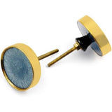 Decorative Round Cabinet Knob | Resin & Brass Material Drawer Handle | 46mm Diameter Knob with Ceramic Finish for Cupboards, Dressers & Furniture | Blue Textured Modern Design