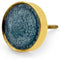 Decorative Round Cabinet Knob | Resin & Brass Material Drawer Handle | 46mm Diameter Knob with Ceramic Finish for Cupboards, Dressers & Furniture | Blue Textured Modern Design