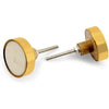 Decorative Round Cabinet Knob | Resin & Brass Material Drawer Handle | Golden Edge with Ceramic Finish | 41mm Diameter, 12mm Front Thickness, 68mm Length | Cupboards, Dressers