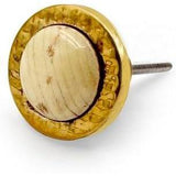 Decorative Round Cabinet Knob | Resin, Wood & Brass Material Drawer Handle | 40mm Diameter, 34mm Depth, 8mm Front Thickness | Golden Edge with Ceramic Finish for Cupboards