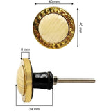 Decorative Round Cabinet Knob | Resin, Wood & Brass Material Drawer Handle | 40mm Diameter, 34mm Depth, 8mm Front Thickness | Golden Edge with Ceramic Finish for Cupboards