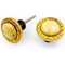 Decorative Round Cabinet Knob | Resin, Wood & Brass Material Drawer Handle | 40mm Diameter, 34mm Depth, 8mm Front Thickness | Golden Edge with Ceramic Finish for Cupboards
