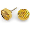 Decorative Round Cabinet Knob | Wood & Brass Material Drawer Handle | 41mm Diameter, 12mm Depth, 68mm Total Length | Honeycomb Pattern with Ceramic Finish Gold Tone for Cupboards
