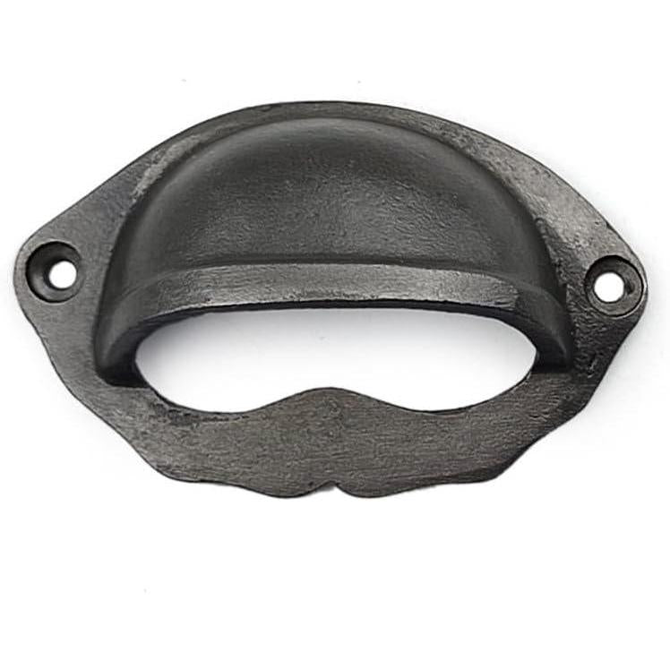 Domed Cup Handle Strong Cast Iron Material | Drawer Pull Antique Iron Finish | Vintage Cabinet & Cupboard Hardware | 81 mm Length x 51 mm Height x 69.5 mm Hole-to-Hole Distance
