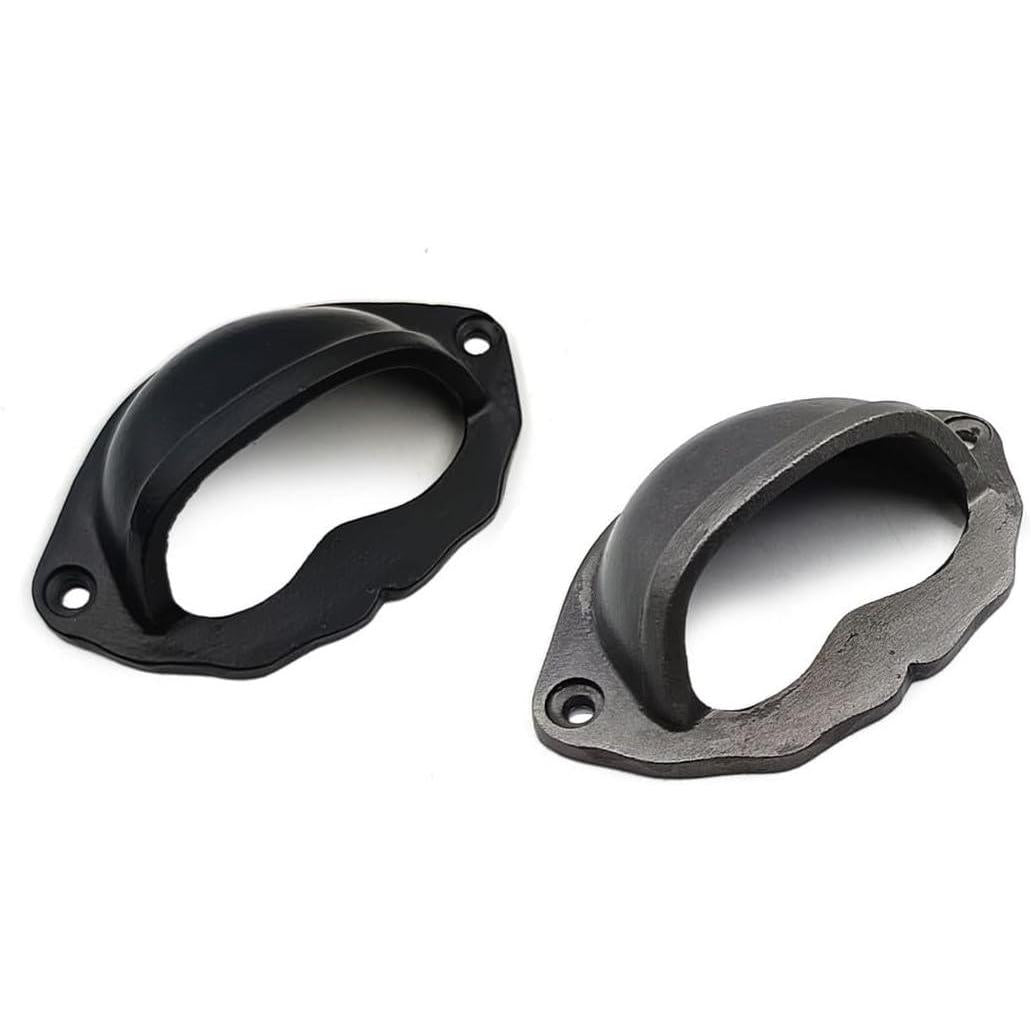 Domed Cup Handle Strong Cast Iron Material | Drawer Pull Antique Iron Finish | Vintage Cabinet & Cupboard Hardware | 81 mm Length x 51 mm Height x 69.5 mm Hole-to-Hole Distance