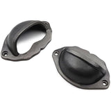 Domed Cup Handle Strong Cast Iron Material | Drawer Pull Antique Iron Finish | Vintage Cabinet & Cupboard Hardware | 81 mm Length x 51 mm Height x 69.5 mm Hole-to-Hole Distance