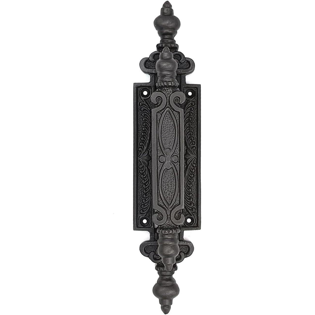 Door Pull Handle Strong Cast Iron Construction | Decorative Handle Antique Iron Finish | Vintage Style Hardware for Doors, Cabinets & Gates | 253 mm Length x 55 mm Width
