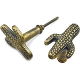 HAMILTON BRASS Antique Brass Cactus Cabinet Knob – Cast Iron Drawer Pull with Screw | Vintage Western-Themed Cupboard Handle for Furniture, Wardrobe & Kitchen Restoration (1 Piece)