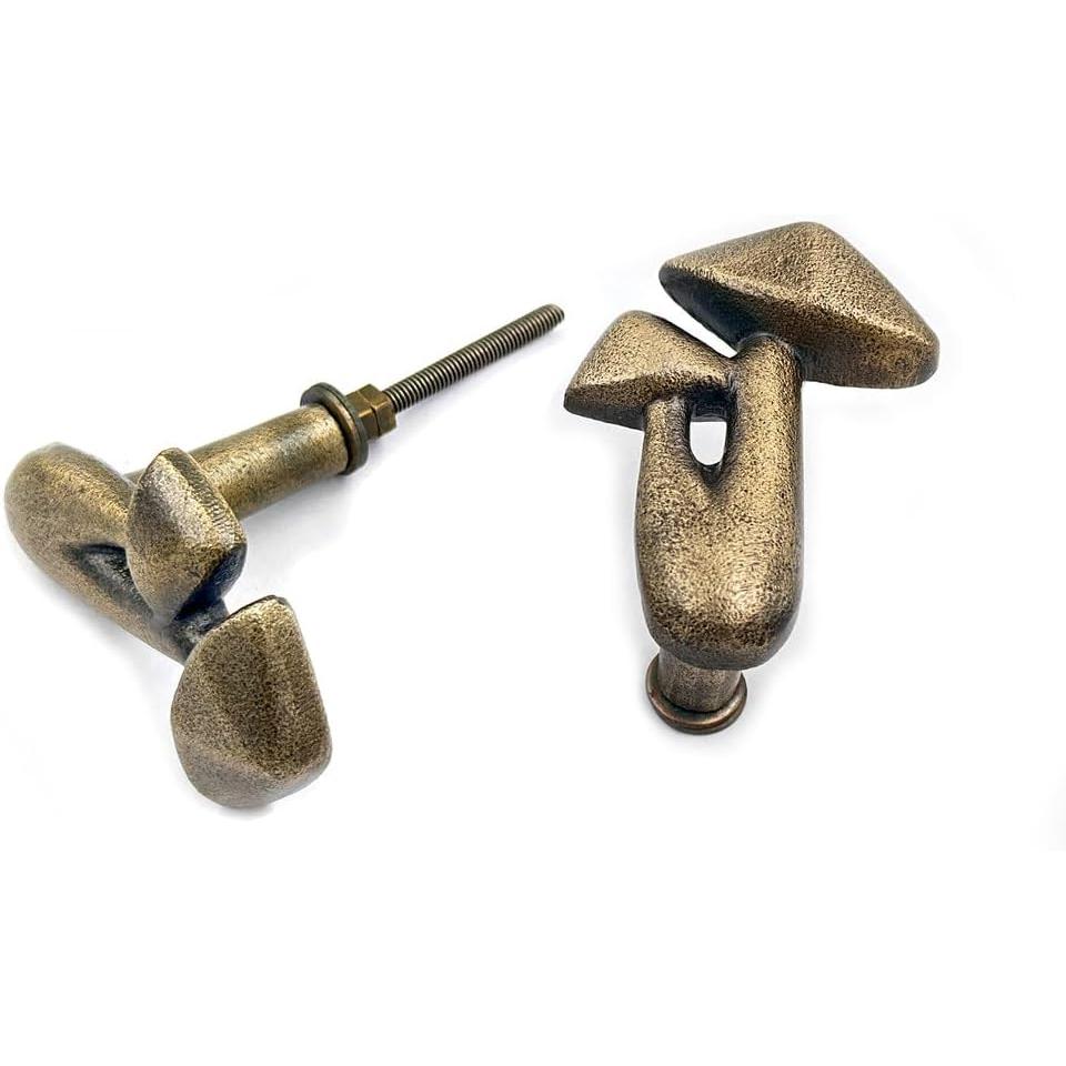 HAMILTON BRASS Antique Brass Mushroom Knob – Cast Iron Cabinet Handle | Vintage Drawer Pull for Furniture, Cupboard, Wardrobe & Kitchen Units (1 Piece)