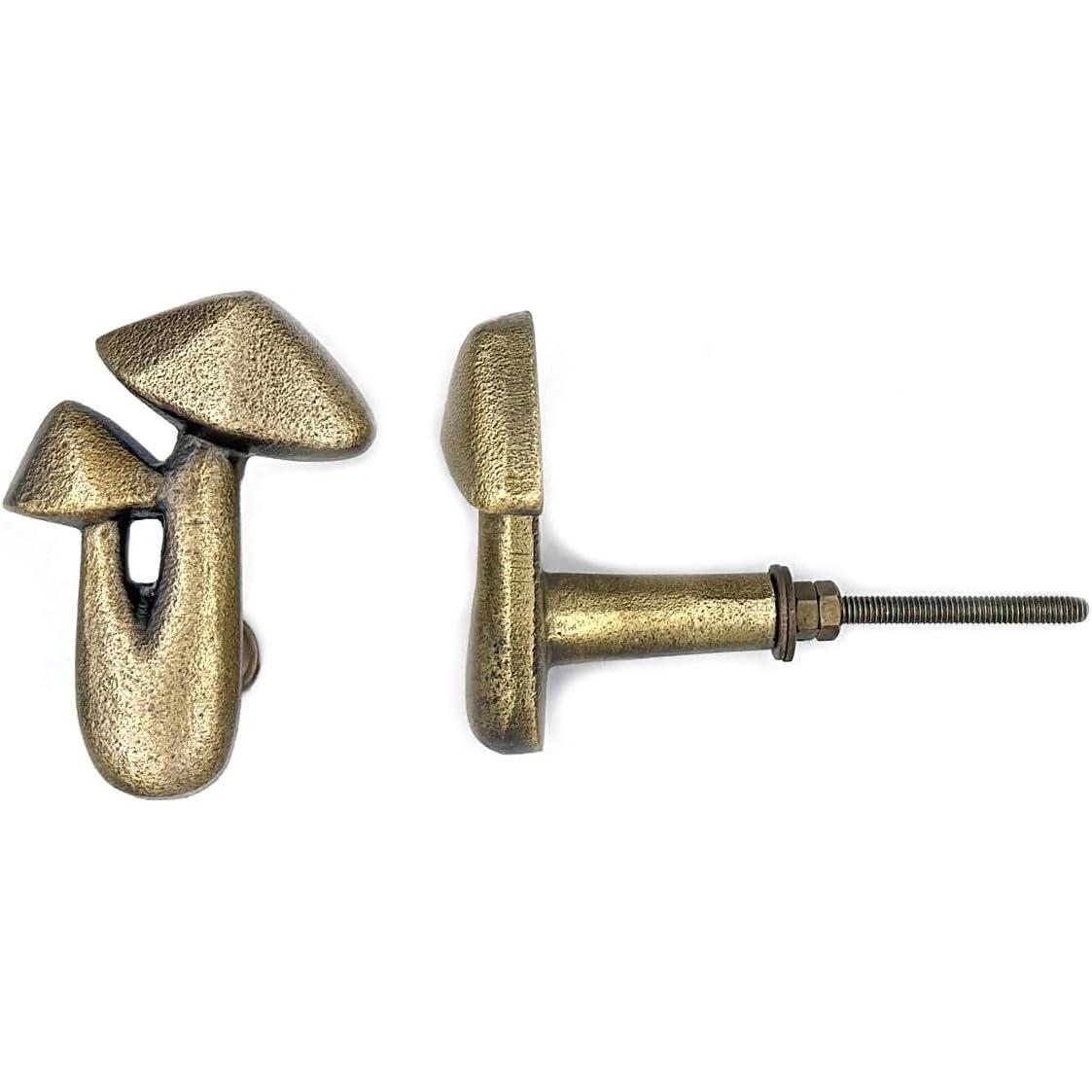 HAMILTON BRASS Antique Brass Mushroom Knob – Cast Iron Cabinet Handle | Vintage Drawer Pull for Furniture, Cupboard, Wardrobe & Kitchen Units (1 Piece)