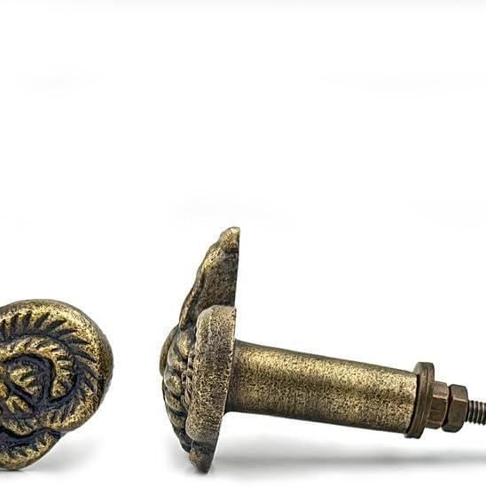 HAMILTON BRASS Antique Brass Rooster Design Cabinet Knobs Cast Iron Drawer Pulls with Screws | Vintage Round Cupboard Handles for Kitchen Cabinets, Wardrobes & Furniture Restoration (1 Piece)