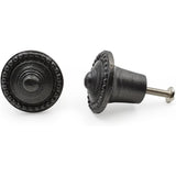 HAMILTON BRASS Decorative Black Cast Iron Knob | Antique Iron Pumpkin Shape Cabinet Pull Handle for Drawers, Dressers, Cupboards, Furniture | 36mm x 34mm 50mm with 14mm Screw
