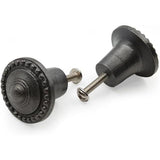 HAMILTON BRASS Decorative Black Cast Iron Knob | Antique Iron Pumpkin Shape Cabinet Pull Handle for Drawers, Dressers, Cupboards, Furniture | 36mm x 34mm 50mm with 14mm Screw