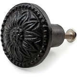 HAMILTON BRASS Decorative Black Cast Iron Knob | Antique Iron Round Cabinet Pull Handle Detailed Border Design for Drawers, Dressers, Cupboards, Kitchen Cabinets, (32.3mm x 31mm 51mm)