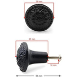 HAMILTON BRASS Decorative Black Cast Iron Knob | Antique Iron Round Cabinet Pull Handle Detailed Border Design for Drawers, Dressers, Cupboards, Kitchen Cabinets, (32.3mm x 31mm 51mm)