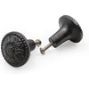 HAMILTON BRASS Decorative Black Cast Iron Knob | Antique Iron Round Cabinet Pull Handle Detailed Border Design for Drawers, Dressers, Cupboards, Kitchen Cabinets, (32.3mm x 31mm 51mm)