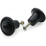 HAMILTON BRASS Decorative Black Cast Iron Knob | Black Powder Coated Pumpkin Shape Cabinet Pull Handle for Drawers, Dressers, Cupboards, Furniture | 36mm x 34mm 50mm with 14mm Screw