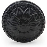 HAMILTON BRASS Decorative Black Cast Iron Knob | Black Powder Coated Round Cabinet Pull Handle Detailed Border Design for Drawers, Cupboards, Kitchen Cabinets, (32mm x 31mm 51mm)