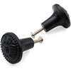 HAMILTON BRASS Decorative Black Cast Iron Knob | Black Powder Coated Round Cabinet Pull Handle Detailed Border Design for Drawers, Cupboards, Kitchen Cabinets, (32mm x 31mm 51mm)