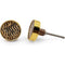 HAMILTON BRASS Decorative Cabinet Knob – Horn & Brass Round Textured Drawer Handle with Gold Rim & Ceramic Finish | Decorative Furniture Knob for Dressers & Cupboards (41mm x 12mm x 28.5mm)