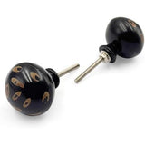 HAMILTON BRASS Decorative Cabinet Knob – Horn Round Unique Patterned Drawer Pull Handle with Ceramic Finish | Furniture Knob for Cabinets Dressers Drawers Wardrobes (40mm x 79mm)