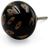 HAMILTON BRASS Decorative Cabinet Knob – Horn Round Unique Patterned Drawer Pull Handle with Ceramic Finish | Furniture Knob for Cabinets Dressers Drawers Wardrobes (40mm x 79mm)