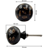 HAMILTON BRASS Decorative Cabinet Knob – Horn Round Unique Patterned Drawer Pull Handle with Ceramic Finish | Furniture Knob for Cabinets Dressers Drawers Wardrobes (40mm x 79mm)
