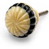 HAMILTON BRASS Decorative Cabinet Knob – Round Striped Design Bone & Horn Drawer Pull Handle with Ceramic Finish | Furniture Knob for Cabinets Dressers Drawers Cupboards (31mm x 30mm x 71mm)
