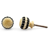 HAMILTON BRASS Decorative Cabinet Knob – Round Striped Design Bone & Horn Drawer Pull Handle with Ceramic Finish | Furniture Knob for Cabinets Dressers Drawers Cupboards (31mm x 30mm x 71mm)