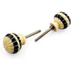 HAMILTON BRASS Decorative Cabinet Knob – Round Striped Design Bone & Horn Drawer Pull Handle with Ceramic Finish | Furniture Knob for Cabinets Dressers Drawers Cupboards (31mm x 30mm x 71mm)