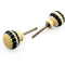 HAMILTON BRASS Decorative Cabinet Knob – Round Striped Design Bone & Horn Drawer Pull Handle with Ceramic Finish | Furniture Knob for Cabinets Dressers Drawers Cupboards (31mm x 30mm x 71mm)