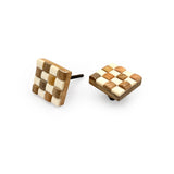HAMILTON BRASS Decorative Cabinet Knob – Square Checkerboard Design Wood & Resin Drawer Pull Handle | Ceramic Finish Furniture Knob for Cabinets Dressers Drawers Wardrobes (41mm x 41mm x 26mm)