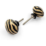 HAMILTON BRASS Decorative Horn Cabinet Knob | Ceramic Finish Round Drawer Pull | Modern Furniture Handle for Cabinets, Dressers, Cupboards | Handmade Patterned Design with Fitting Screws