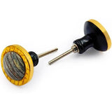 HAMILTON BRASS Decorative Round Cabinet Knob | Bone, Brass & Resin Material Drawer Handle | Golden Edge with Ceramic Finish | 40mm Diameter, 34mm Depth, 8mm Front Thickness | Cupboards Dressers
