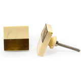 HAMILTON BRASS Decorative Square Cabinet Knob | Resin & Brass Material Drawer Pull Handle | Ceramic Finish | 40mm x 40mm Face, 21mm Depth, 9mm Thickness | Cupboards, Dressers & Wardrobes