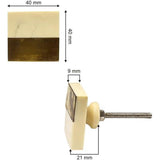 HAMILTON BRASS Decorative Square Cabinet Knob | Resin & Brass Material Drawer Pull Handle | Ceramic Finish | 40mm x 40mm Face, 21mm Depth, 9mm Thickness | Cupboards, Dressers & Wardrobes